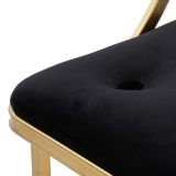 Sgabello oro Nero Imbottito Rivestimento in Velluto 45x45x90h cm, Materiale Struttura in Metallo - Daparoha