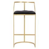 Sgabello oro Nero Imbottito Rivestimento in Velluto 45x45x90h cm, Materiale Struttura in Metallo - Daparoha