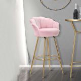 Sgabello Rosa oro Rivestimento in Velluto Imbottito 55x53x110h cm, Colore Seduta Rosa - Tequis