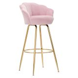 Sgabello Rosa oro Rivestimento in Velluto Imbottito 55x53x110h cm, Colore Seduta Rosa - Tequis