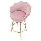 Sgabello Rosa oro Rivestimento in Velluto Imbottito 55x53x110h cm, Colore Seduta Rosa - Tequis