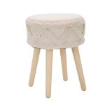 Sgabello scandi imbottito con gambe in legno 32x32x41h cm bianco - Bridges