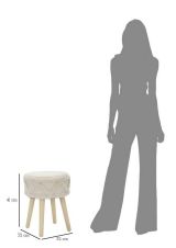 Sgabello scandi imbottito con gambe in legno 32x32x41h cm bianco - Bridges