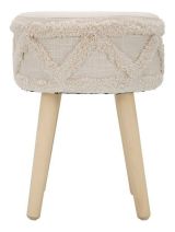 Sgabello scandi imbottito con gambe in legno 32x32x41h cm bianco - Bridges