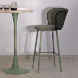 Sgabello Verde Imbottito set da 2 con Schienale 55x58x106h cm, Materiale Struttura in Legno Nobilitato - Kalpa