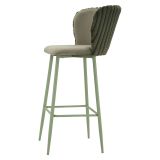 Sgabello Verde Imbottito set da 2 con Schienale 55x58x106h cm, Materiale Struttura in Legno Nobilitato - Kalpa