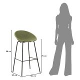Sgabello Verde Nero set da 2 Indoor-outdoor Seduta Traforata Altezza Seduta 75 cm 51x82x58h cm, Materiale Struttura in Metallo - Trong