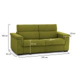 Sofà elegante verde 225x95x100h cm - Cantu