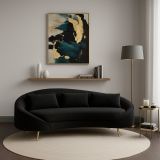 Sofà in legno e metallo rivestito in tessuto nero e oro 185x84x68h cm - Verte