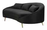 Sofà in legno e metallo rivestito in tessuto nero e oro 185x84x68h cm - Verte