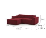 Sofa con braccioli rosso 220x170x70h cm - Alhoa