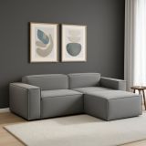 Sofa in legno e ferro rivestito in tessuto grigio 220x170x70h cm - Amuleto