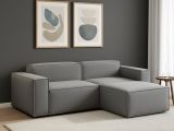 Sofa in legno e ferro rivestito in tessuto grigio 220x170x70h cm - Amuleto