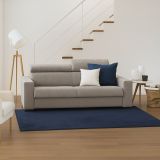 Sofa in legno e ferro rivestito in tessuto tortora 220x95x85h cm - Matrice