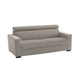 Sofa in legno e ferro rivestito in tessuto tortora 220x95x85h cm - Matrice