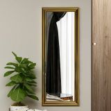 Specchio Adrastea, Specchiera, Articolo d'arredo a muro, Specchio con cornice, 40x3h105 cm, Oro