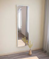 Specchio Alp, Specchiera, Articolo d'arredo a muro, Specchio con cornice, 50x2h160 cm, Bianco