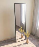 Specchio Alp, Specchiera, Articolo d'arredo a muro, Specchio con cornice, 50x2h160 cm, Nero