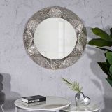 Specchio Argento Trasparente Cornice Effetto Materico Forma Ovale 104x104h cm, Tipologia a Parete - Dafateda