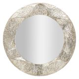 Specchio Argento Trasparente Cornice Effetto Materico Forma Ovale 104x104h cm, Tipologia a Parete - Dafateda