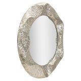 Specchio Argento Trasparente Cornice Effetto Materico Forma Ovale 104x104h cm, Tipologia a Parete - Dafateda
