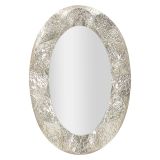 Specchio Argento Trasparente Cornice Effetto Materico Forma Ovale 88x128h cm, Tipologia a Parete - Daga