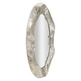 Specchio Argento Trasparente Cornice Effetto Materico Forma Ovale 88x128h cm, Tipologia a Parete - Daga