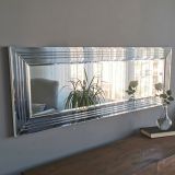 Specchio Argento Trasparente Dettagli Geometrici Forma Rettangolare 120x40h cm, Tipologia a Parete - Varallo