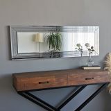 Specchio Argento Trasparente Dettagli Geometrici Forma Rettangolare 120x40h cm, Tipologia a Parete - Varallo