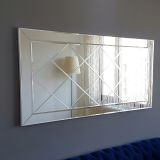 Specchio Argento Trasparente Dettagli Geometrici Forma Rettangolare 130x65h cm, Tipologia a Parete - Rosazza