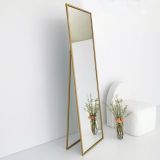 Specchio Becrux, Specchiera, Articolo d'arredo a muro, Decorazione con specchio, 50x60 h170 cm, Oro