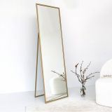 Specchio Becrux, Specchiera, Articolo d'arredo a muro, Decorazione con specchio, 50x60 h170 cm, Oro