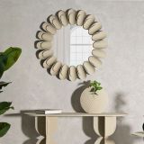 Specchio Beige Trasparente Cornice Effetto Pietra Forma Rotondo 85x6h cm, Tipologia a Parete - Dagatiza