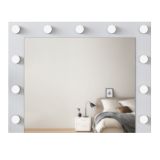 Specchio Bianco con Mensola e Lampadine Forma Rettangolare 90x72h cm, Tipologia da Parete - Storo