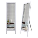 Specchio Bianco Trasparente Forma Rettangolare Tipologia a Terra 45x145h cm, Colore Struttura Trasparente - Crea