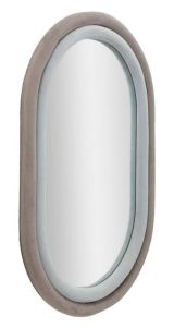Specchio Blello, Specchiera, Articolo d'arredo a muro, Decorazione con specchio, 60x4 h90 cm, Tortora e Grigio