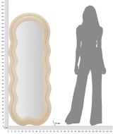 Specchio Blevio, Specchiera, Articolo d'arredo a muro, Decorazione con specchio, 60x4 h160 cm, Crema