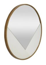 Specchio Bondeno, Specchiera, Articolo d'arredo a muro, Decorazione con specchio, 80x4 h80 cm, Bianco e Oro