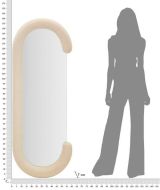 Specchio Bonea, Specchiera, Articolo d'arredo a muro, Decorazione con specchio, 60x7 h160 cm, Crema