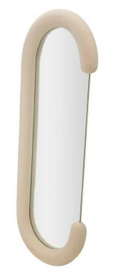 Specchio Bonea, Specchiera, Articolo d'arredo a muro, Decorazione con specchio, 60x7 h160 cm, Crema