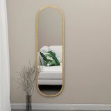 Specchio Calypso, Specchiera, Articolo d'arredo a muro, Specchio con cornice, 40x2h120 cm, Naturale