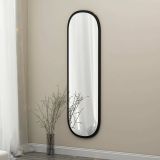Specchio Calypso, Specchiera, Articolo d'arredo a muro, Specchio con cornice, 40x2h120 cm, Nero