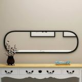 Specchio Calypso, Specchiera, Articolo d'arredo a muro, Specchio con cornice, 40x2h120 cm, Nero