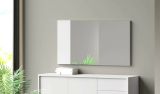 Specchio Coriandolo, Specchio decorativo da ingresso, Articolo d'arredo a muro con profilo laterale, 100% Made in Italy, 110x3h60 cm, Bianco