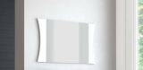Specchio Diego, Specchio da bagno, 100% Made in Italy, cm 110x2h60, Bianco lucido