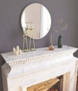 Specchio Euterpe, Specchiera, Articolo d'arredo a muro, Specchio con cornice, 60x2h60 cm, Bianco