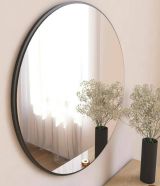 Specchio Euterpe, Specchiera, Articolo d'arredo a muro, Specchio con cornice, 60x2h60 cm, Nero