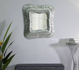 Specchio Jari, Specchiera, Articolo d'arredo a muro, Decorazione con specchio, 74x7 h79 cm, Argento