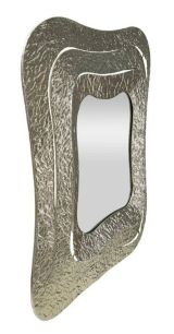 Specchio Jari, Specchiera, Articolo d'arredo a muro, Decorazione con specchio, 74x7 h79 cm, Argento
