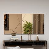 Specchio Marrone Bronzo Trasparente Dettagli Geometrici Forma Rettangolare 60x120h cm, Colore Struttura Trasparente - Tigliole